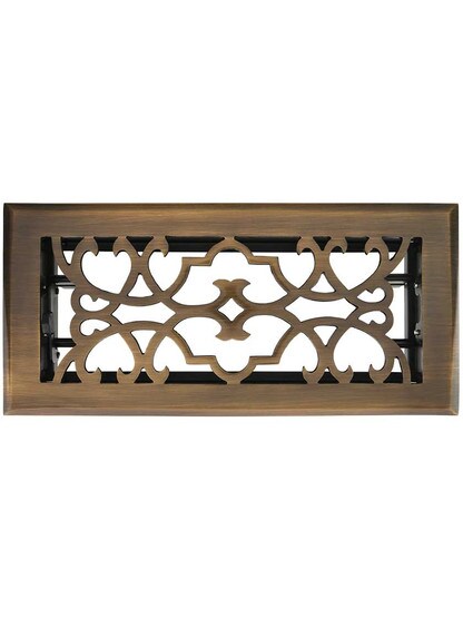 Chateau Solid-Brass Register with Adjustable Damper in Antique Brass.